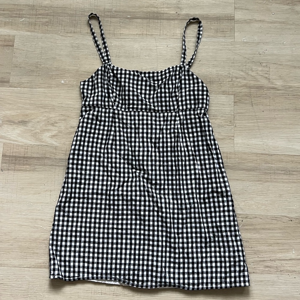 black and white gingham mini dress